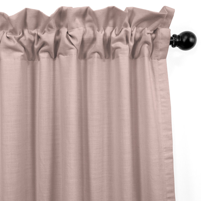 Elsie Linen Look Rod Pocket Drapery Panels Pair, 50"W x 132"L, French Pink