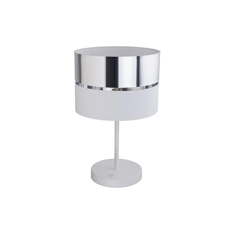 Avdhesh Metal Table Lamp, White, Silver/White