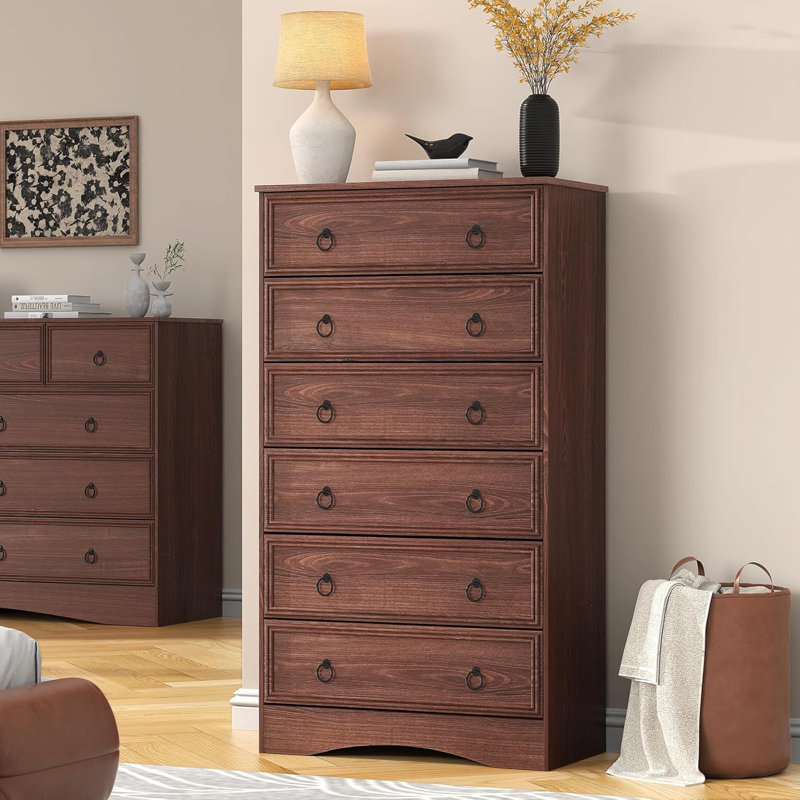 Breakwater Bay 52'' Tall 6 Drawer Dresser for Bedroom, Wood Chest of Drawers, Modern 6 Drawer Dresser with Large Dresser, Storage for Clothes, Vintage, for Living Room, Bedroom, Hallway