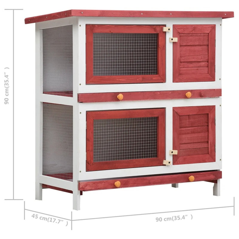 Winston Weather Resistant Rabbit Hutch, Red