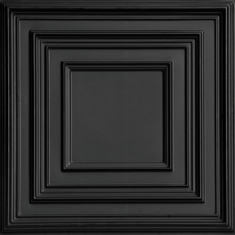 Schoolhouse 24'' W Textured PVC Drop-In Ceiling Tile, Glue Up Ceiling Tile Ceiling Tile, Black, 24" W x 48" L