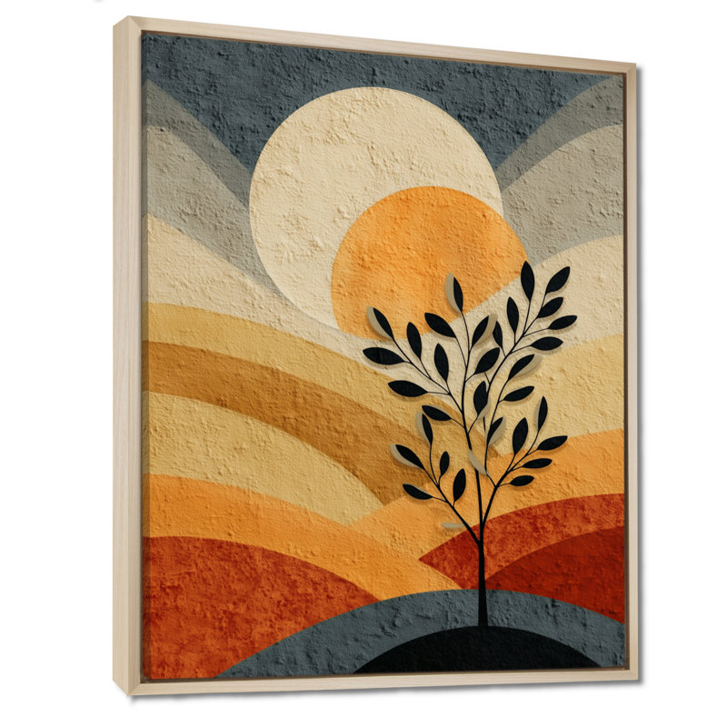 Orange et noir Boho Desert Retreat - Botanicals, reproduction d'art sur toile, botanique orange, H 44 po x l 34 po, Crème