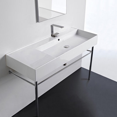 Scarabeo By Nameeks 18.1'' Glossy White Ceramic Rectangular Bathroom Sink with Overflow
