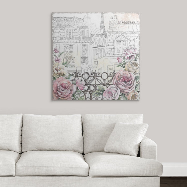 « paris roses ii », reproduction d’impression sur toile, H 35 po x l 35 po x P 1,5 po, Toile