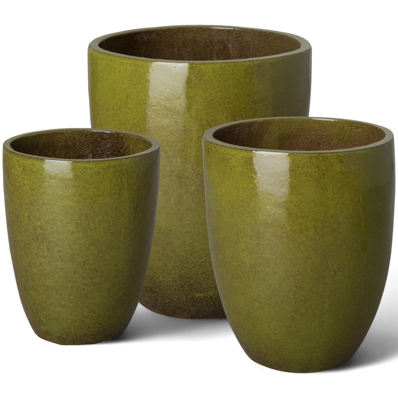 Pot à fleurs en céramique Silsbee, Vert, H 24 po x l 19 po x P 19 po