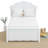 Modern Farmhouse Wood Platform Bed With Trundle, Twin/Full Size, Scalloped Headboard,Solid Wood + Mdf Frame, White Finish, Space-Saving For Small Bedroom-104913320