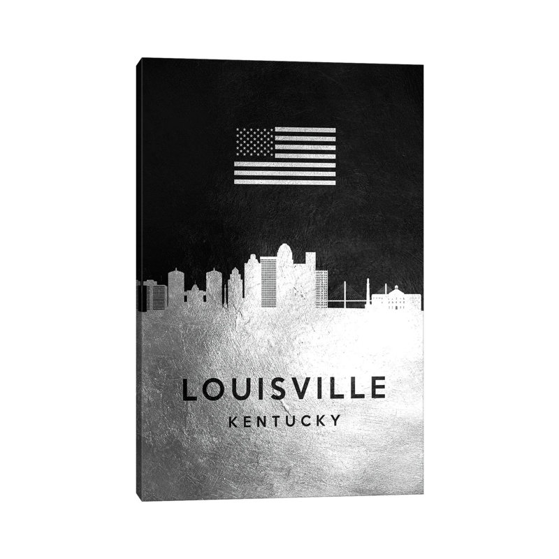 Louisville Kentucky Silver Skyline by Adrian Baldovino - Wrapped Canvas Print, 66.04 cm H x 45.72 cm W x 1.91 cm D