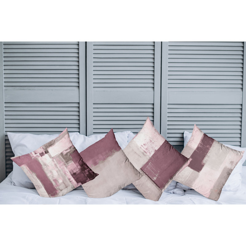 Reversible Pillow Cover, 24" H x 24" W, Dark Mauve / Taupe Grey
