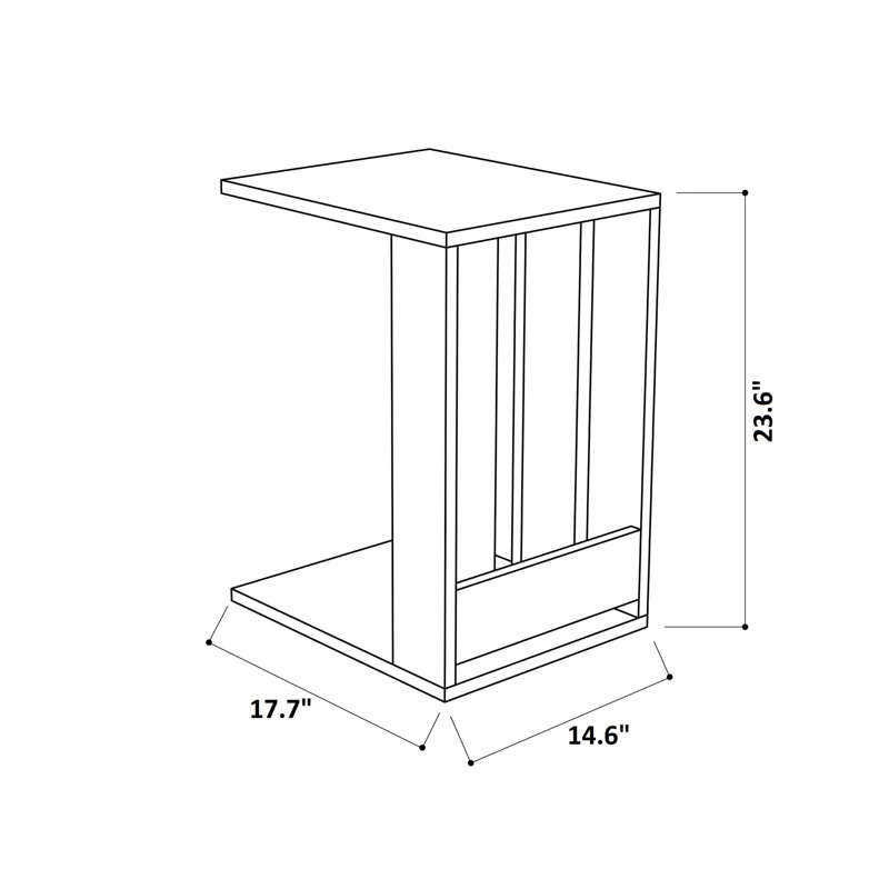 Modern Anthracite Side Table, 14.6 x 23.6 x 17.7 inches | 100% Melamine Coated Particle Board, Thickness: 0.7 inches | Stylish Design for Living Room, Bedroom, or Office - Durable and Functional Furniture Piece