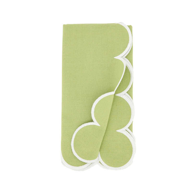 Ensemble de 4 serviettes de table en coton raffiné à bordure festonnée l 20 po x L 20 po, Kiwi