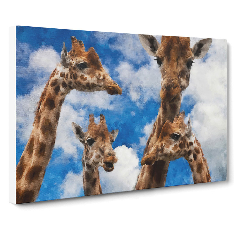 Four Giraffes - Wrapped Canvas Painting, 40cm H x 60cm W x 3cm D