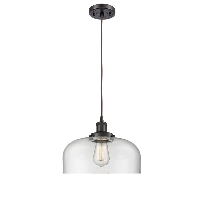 Pamelia 12" W 1-Light Dimmable Mini Pendant, Clear, LED, Oil Rubbed Bronze