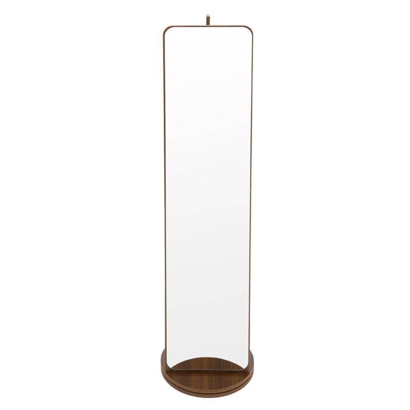 Rectangle Floor Mirror with Shelves, Walnut