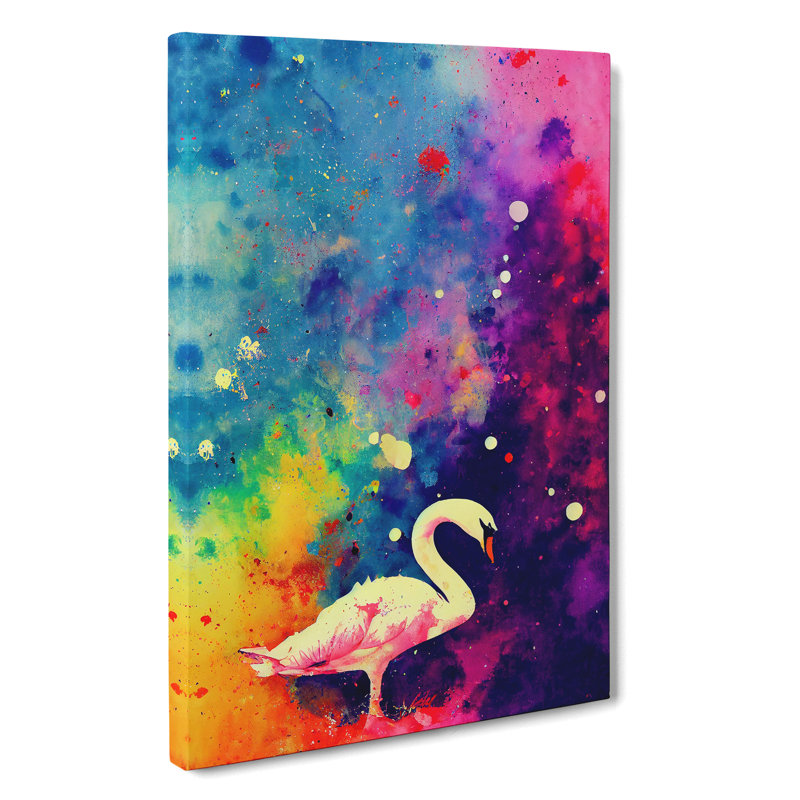 Swan Paint Splash No.1 Abstract - Wrapped Canvas, 50cm H x 35cm W x 3cm D