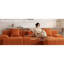 Canapé modulaire Burnur Orange en velours côtelé modulaire, 118 po, sans assemblage