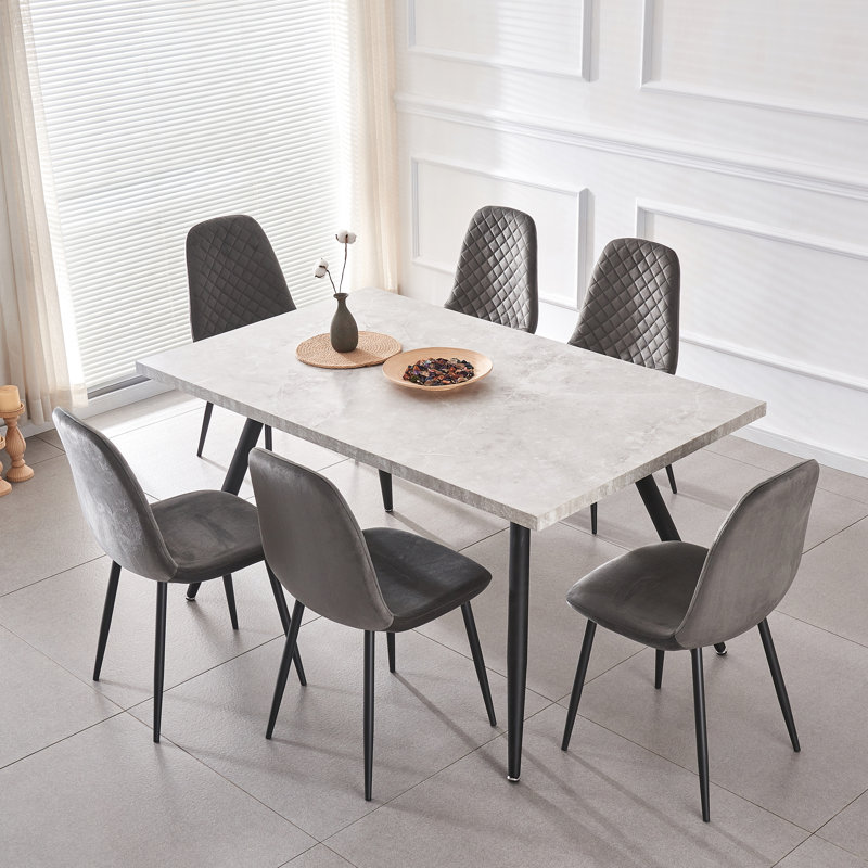 6 - Person Space Saving Dining Set 120cm Table with Armless Chairs, Brown/Black
