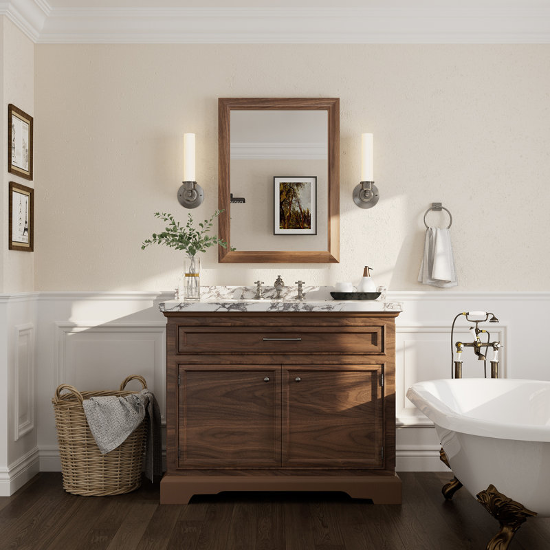 Miroir mural Amara, 40 po x 30 po, Bois brun foncé
