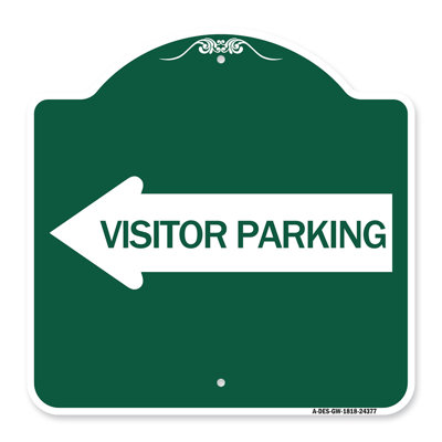Enseigne Signmission Designer Series - Stationnement pour visiteurs (avec flèche gauche) | Enseigne architecturale en aluminium de gros calibre vert et blanc 18 po x 24 po | Protégez votre entreprise et votre commune | Fabriqué aux États-Unis