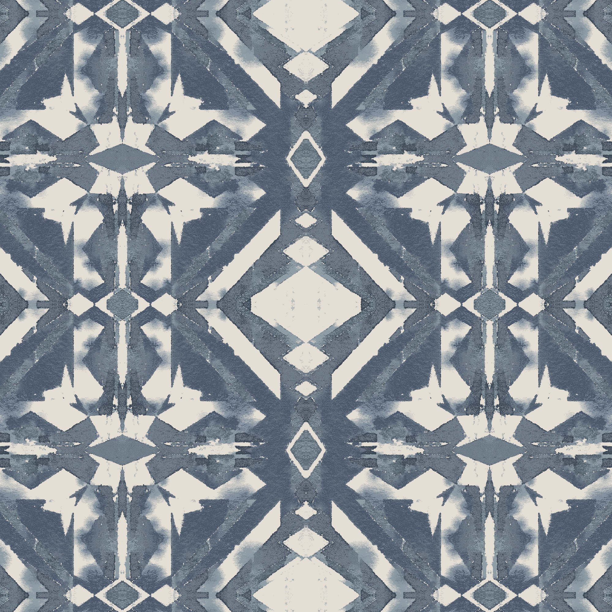 Tilly Upholstered Headboard, Queen, Asha Blue Ikat