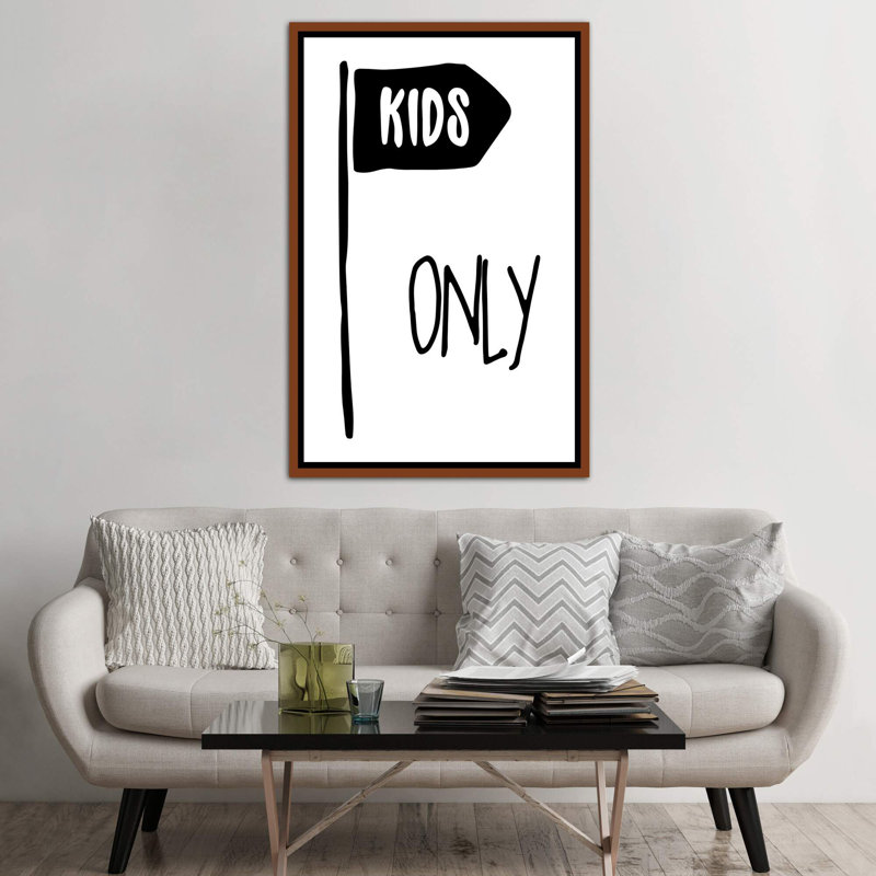 Kids Only - impression d'art textuel, H 60 po x l 40po x P 1,5 po, Pas de tapis, Toile avec cadre brun