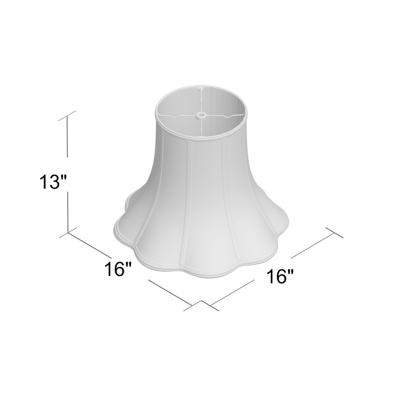 Abat-jour cloche en soie / shantung (araignée), Blanc, H 13 po x l 16 po x P 16 po