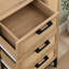 27.6" Natural Accent Cabinet with 3 Drawers, Rattan Door and Adjustable Shelves