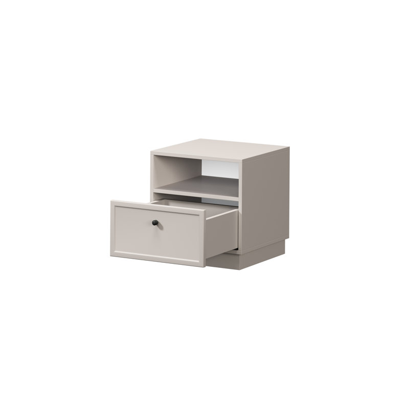 Bagga 45cm W Manufactured Wood Bedside Table, Beige Cream/Matte Black