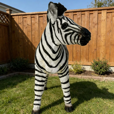 Statue de jardin réaliste zébrée 18,3 po, résine résistante aux intempéries, cadeau unique pour la décoration de jardin et de maison 