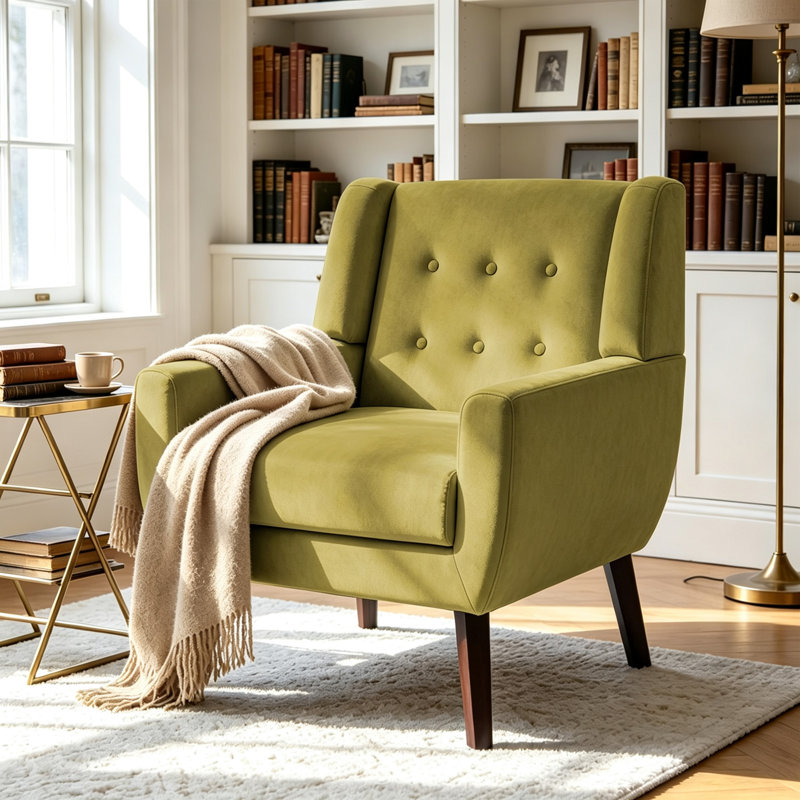 Fauteuil Jaqueze, Velours vert performance