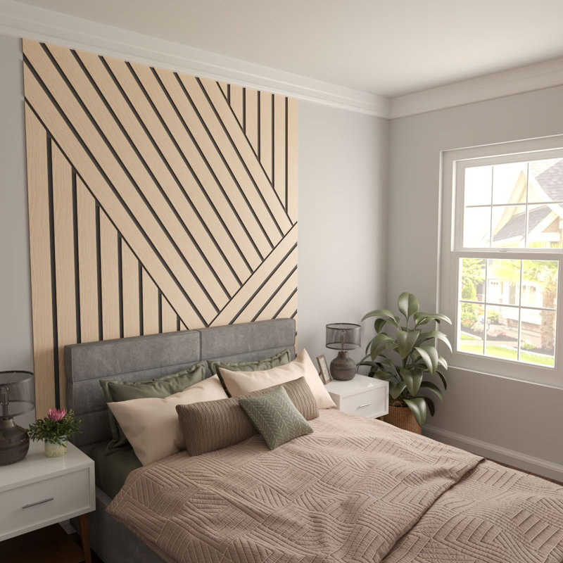 Adjustable Wood Slat Wall Panel Kit, 4"W x 47"H x 0.25"T, Hickory