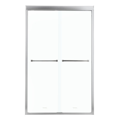 48"X76" Shower Door, Semi- Bypass Sliding, Brushed Nickel, 8Mm Tempered Glass, Bathroom Transformation Plan Clear Professional Installation Recommended