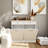 White Two-drawer Tilt-out Trash Cabinet – 10-gallon Kitchen Waste Bin Storage With Hidden Compartments & Countertop