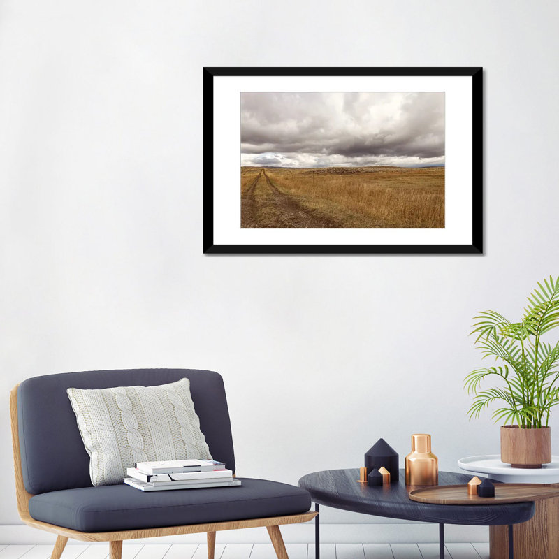 Storm Clouds Over Montana Prairie, Black Open Corner Framed Paper, White, 24" H x 32" W x 1" D