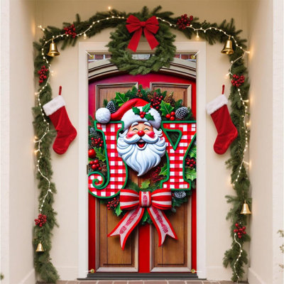 Christmas Door Banner Santa And Candy Cane Design For Holiday Decor