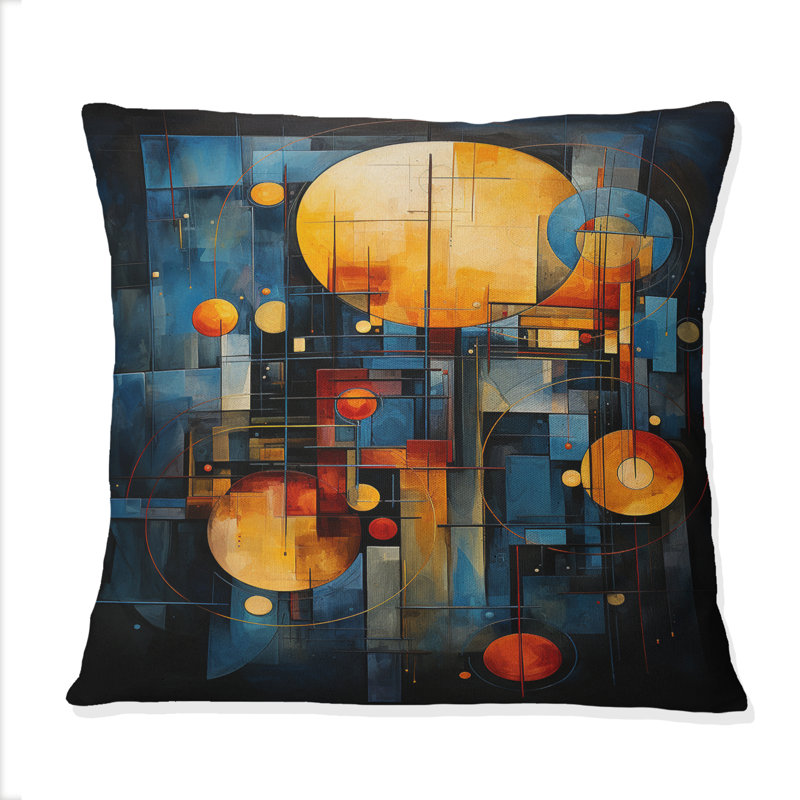 Coussin décoratif imprimé astrologie jaune sarcelle - alignement céleste II