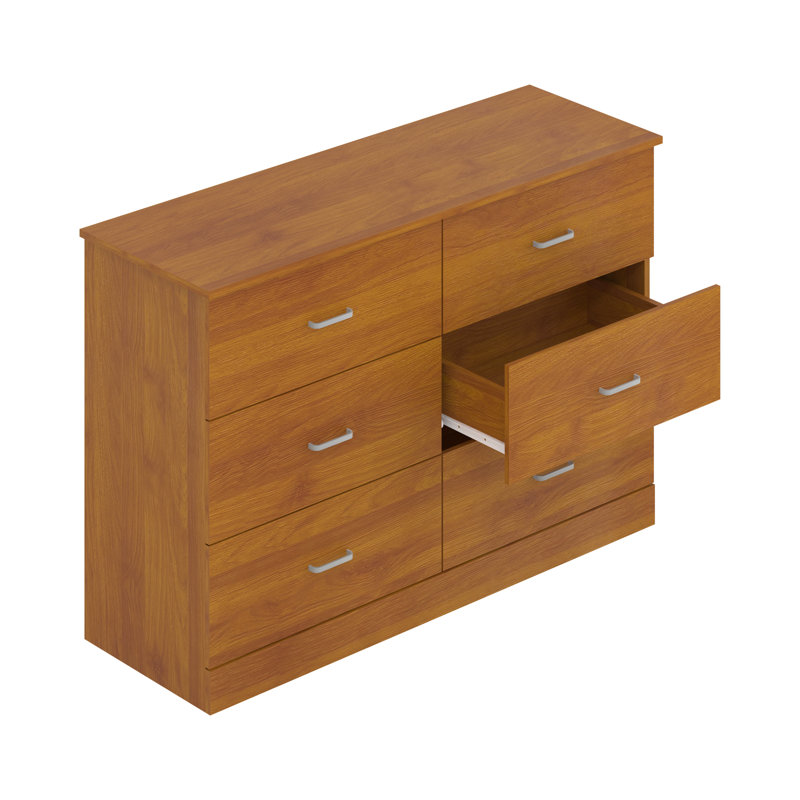 Commode double à 6 tiroirs Allyannah, Noyer ambré