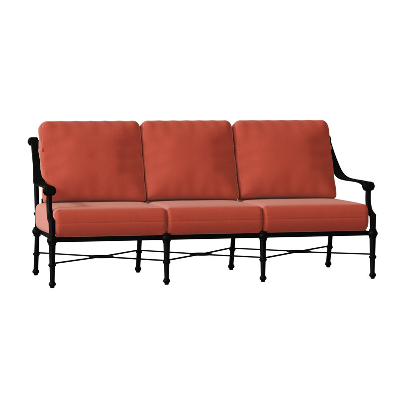Delphi Outdoor 3 - Seat Patio Sofa, Textured Black, Canvas Bird's Eye Sunbrella® Canvas