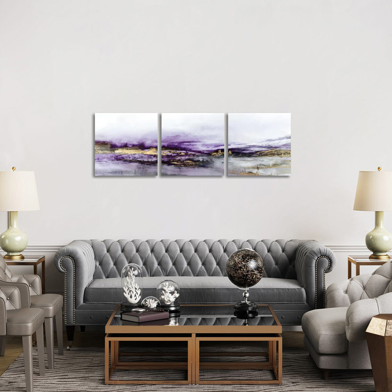 «Elusive Dreams Violet Version», ensemble d'art mural sur toile tendue (ensemble de 3)
