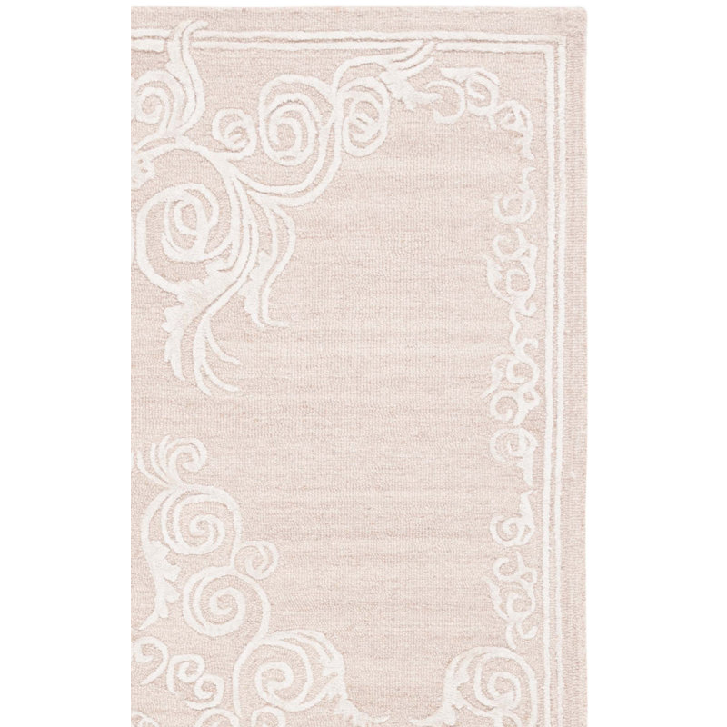 Tapis oriental en laine / viscose / coton touffeté à la main Watton en ivoire / brun clair, Carré 6 pi