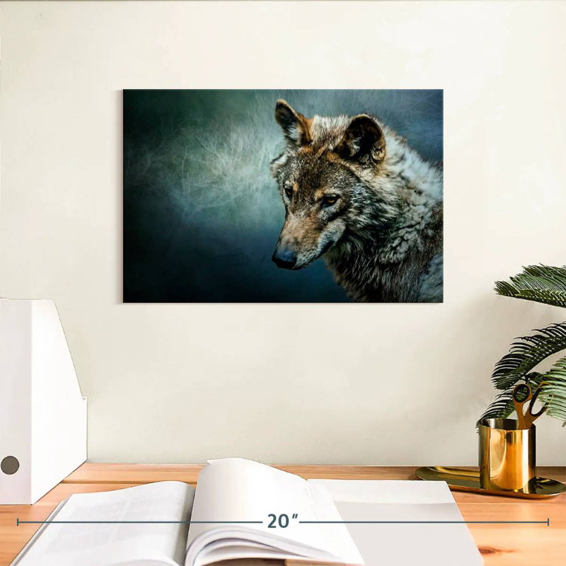 Brampt Lonely Night Wolf, 8" H x 12" W