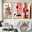 «Red and Blue Retro Illustration», 3 pièces sur toile-820264352-820264415