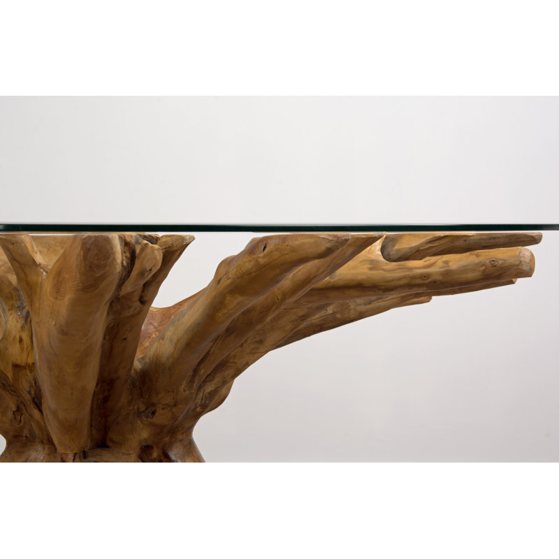 Chenley Round Glass Top Solid Wood Base Dining Table