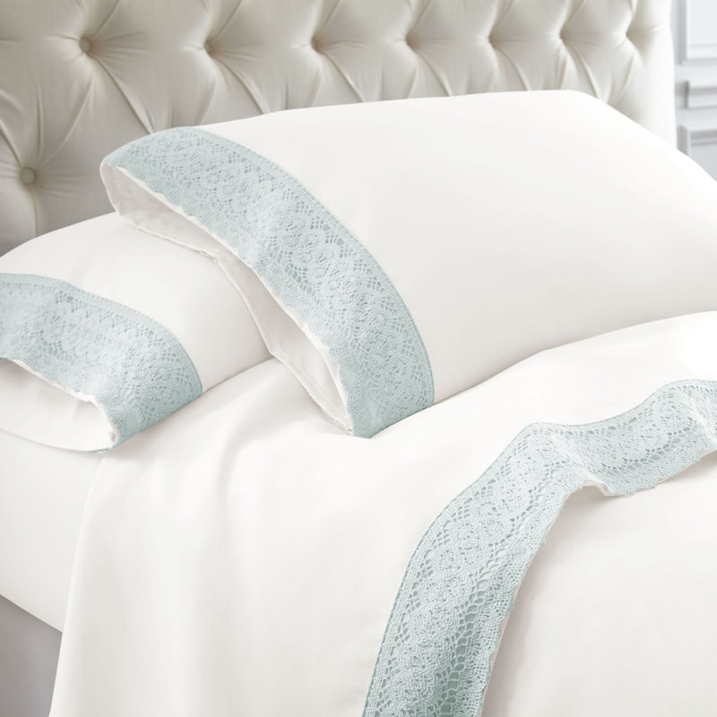 Blush Full Microfiber Sheet Set with Crochet Lace Trim