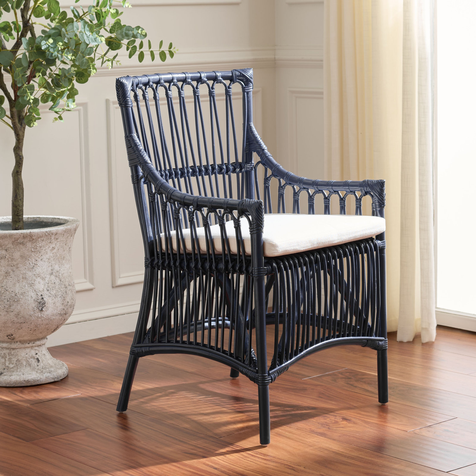 Bree Dining Chair with Cushion, Navy Blue
