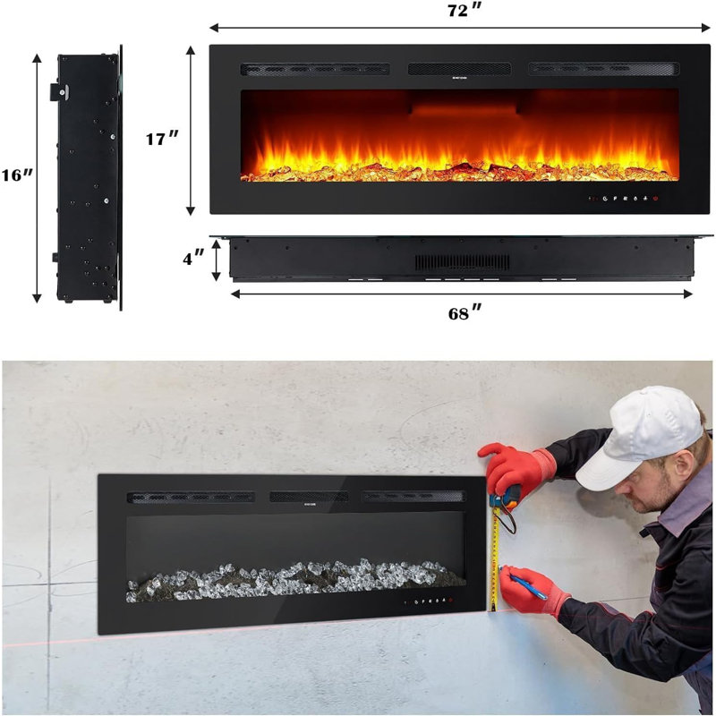 Ivy Bronx 183cm W Black Electric Fireplace