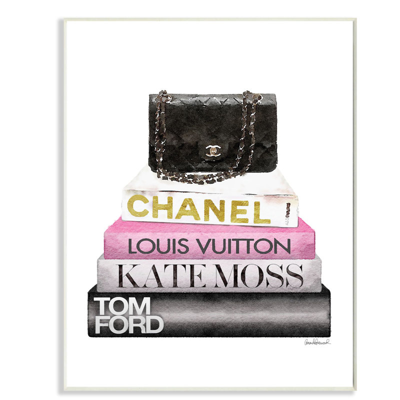 « mode-main bookstack rose black », impression, Plaque murale, H 15 po x l 10 po