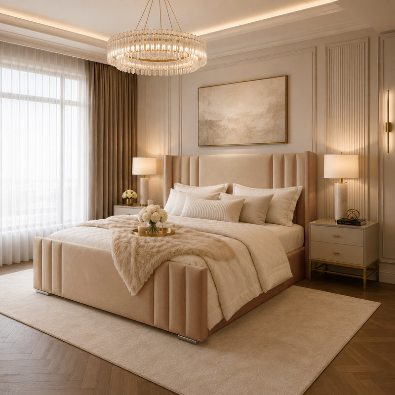 Bed, Beige, Super King (6')