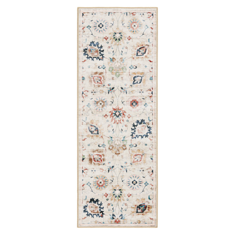Tapis beige lavable à la machine avec technologie AirFlo EVERWASH Haven, Beige multicolore, 2 x 7