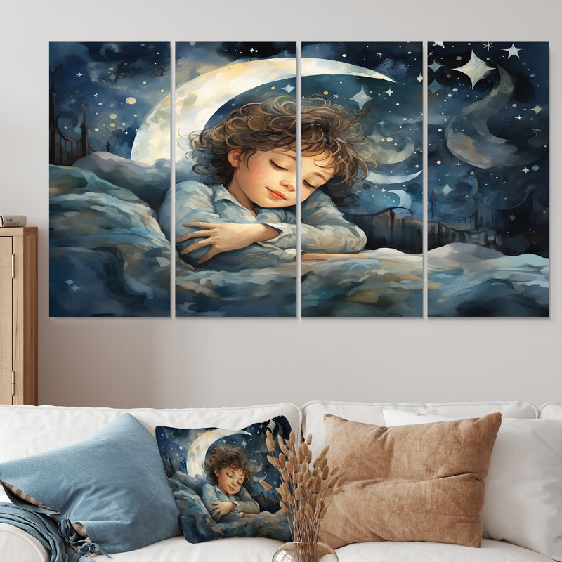 Childs Moonlight Nursery III - Ensemble de 4 pièces d'art mural pour chambre de bébé, H 28 po x l 48 po