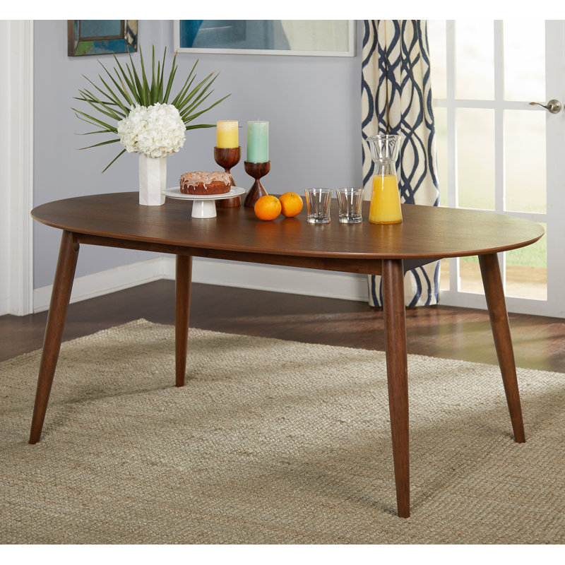 Jevon Oval Solid Wood Base Dining Table, Walnut